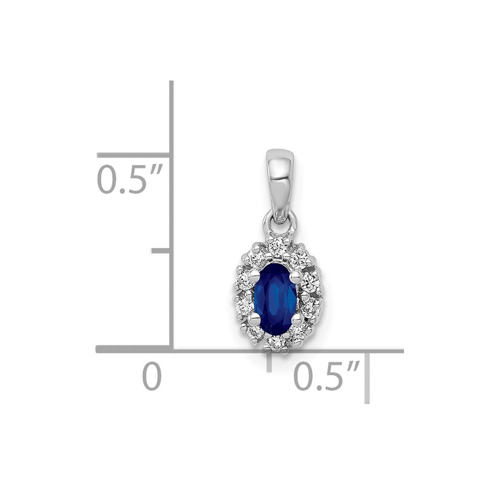 14k White Gold Diamond and .32 Sapphire Oval Halo Pendant-PM5252-SA-010-WA