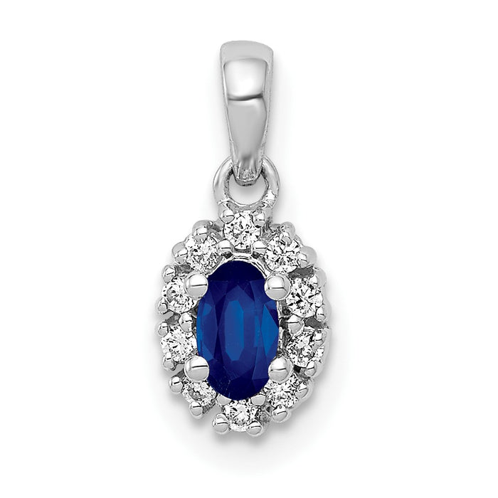 14k White Gold Diamond and .32 Sapphire Oval Halo Pendant-PM5252-SA-010-WA