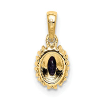 14k and Rhodium Diamond and .32 Sapphire Oval Halo Pendant-PM5252-SA-010-YA