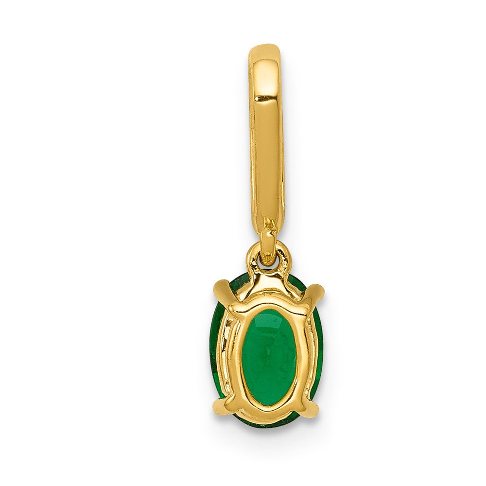 14k Diamond and Oval Emerald Pendant-PM5253-EM-003-YA