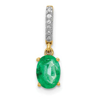 14k Diamond and Oval Emerald Pendant-PM5253-EM-003-YA