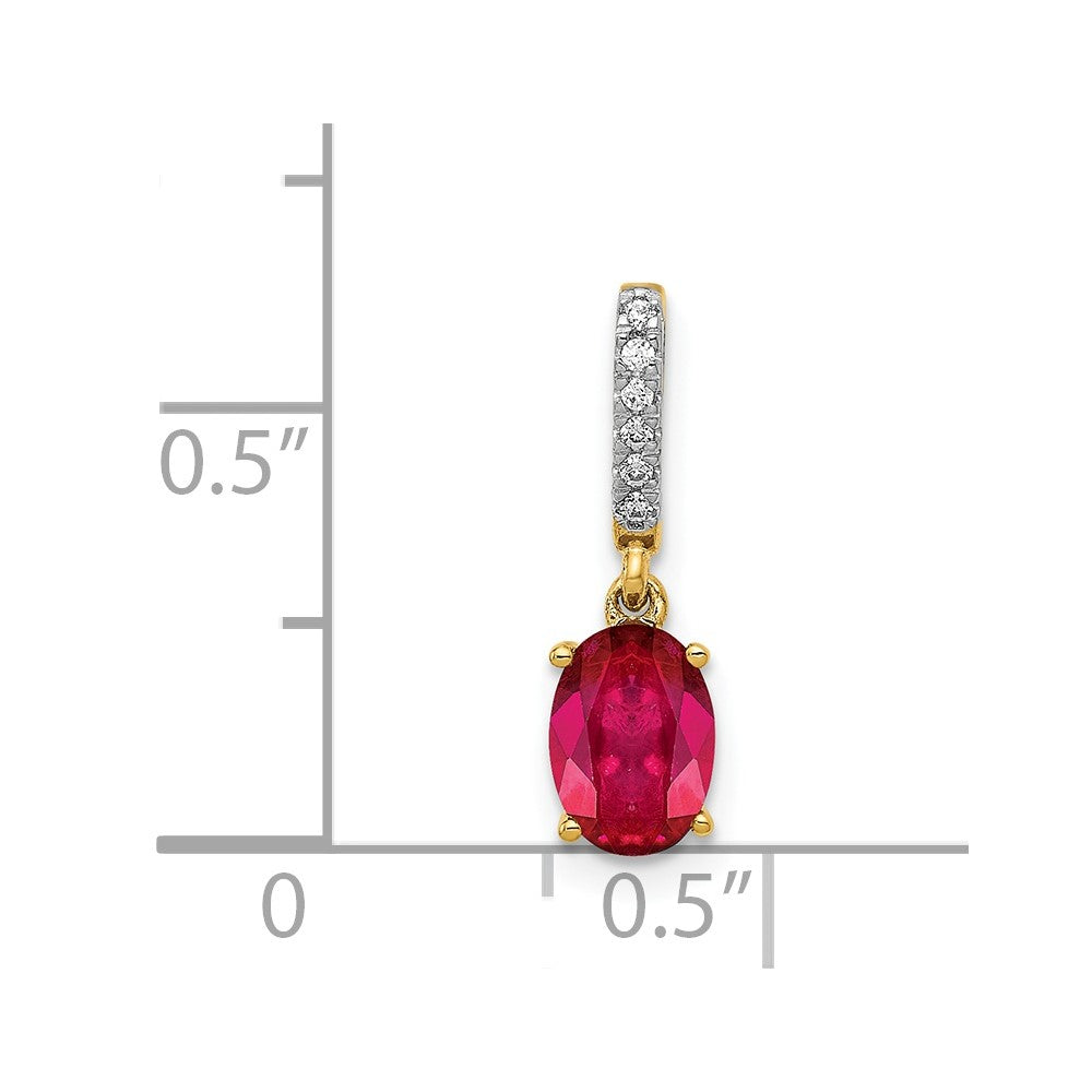 14k Diamond and .91 Oval Ruby Pendant-PM5253-RU-003-YA