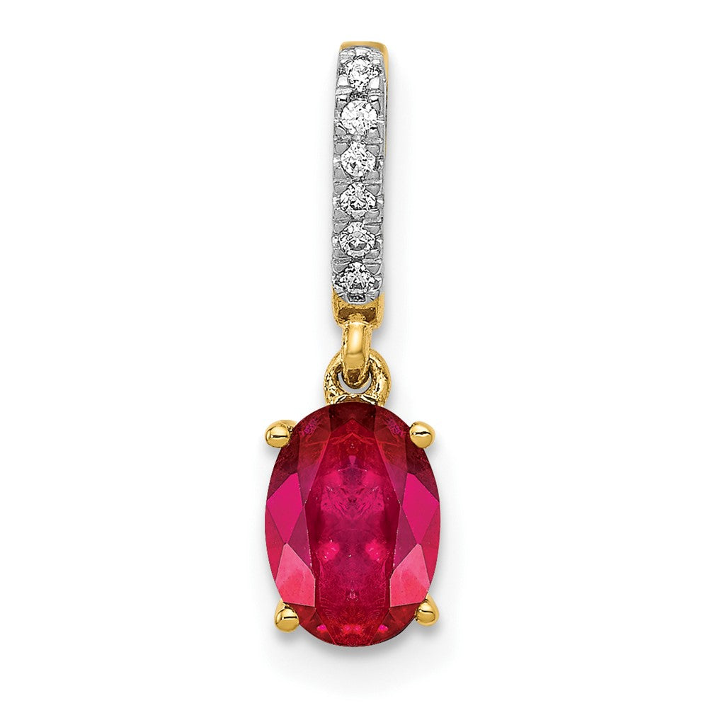 14k Diamond and .91 Oval Ruby Pendant-PM5253-RU-003-YA