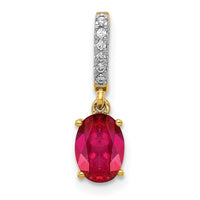 14k Diamond and .91 Oval Ruby Pendant-PM5253-RU-003-YA