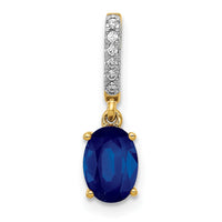 14k Diamond and Oval 1.04 Oval Sapphire Pendant-PM5253-SA-003-YA