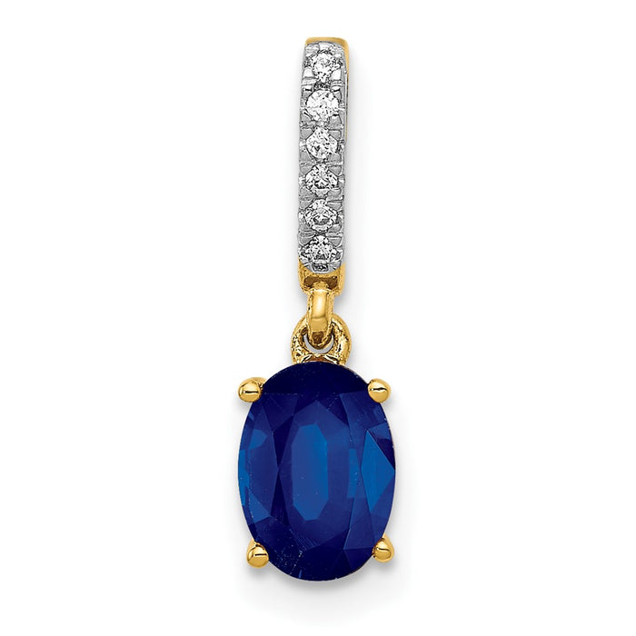 14k Diamond and Oval 1.04 Oval Sapphire Pendant-PM5253-SA-003-YA