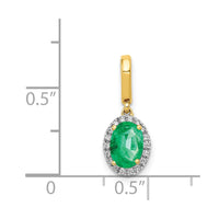 14k Diamond and Oval Emerald Halo Pendant-PM5254-EM-010-YA