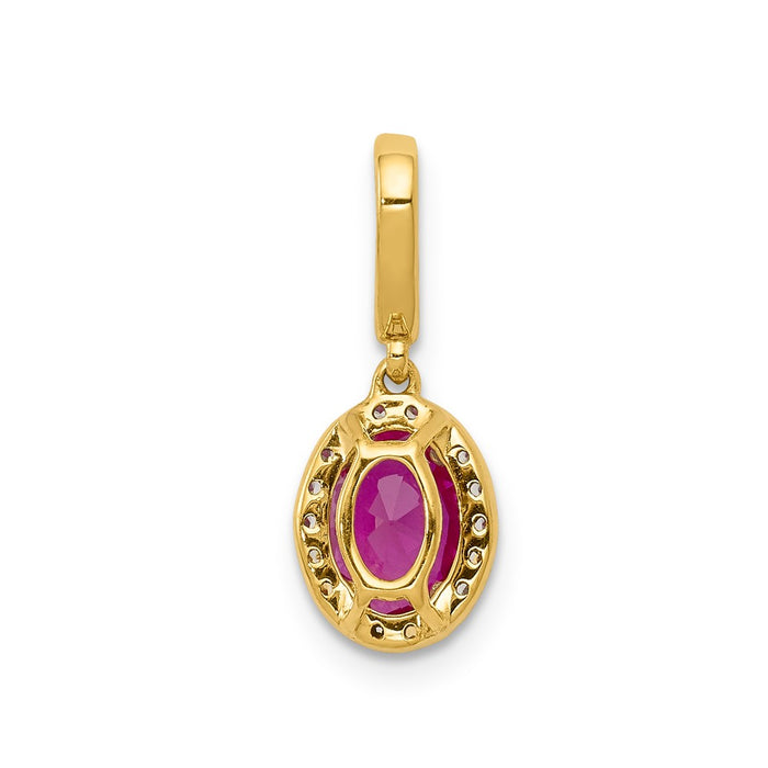 14k Diamond and .99 Ruby Halo Pendant-PM5254-RU-010-YA