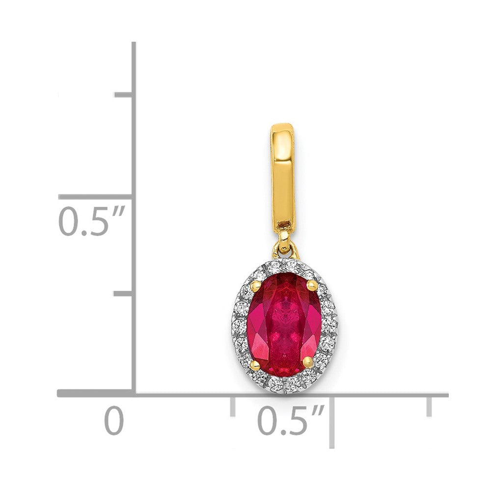 14k Diamond and .99 Ruby Halo Pendant-PM5254-RU-010-YA