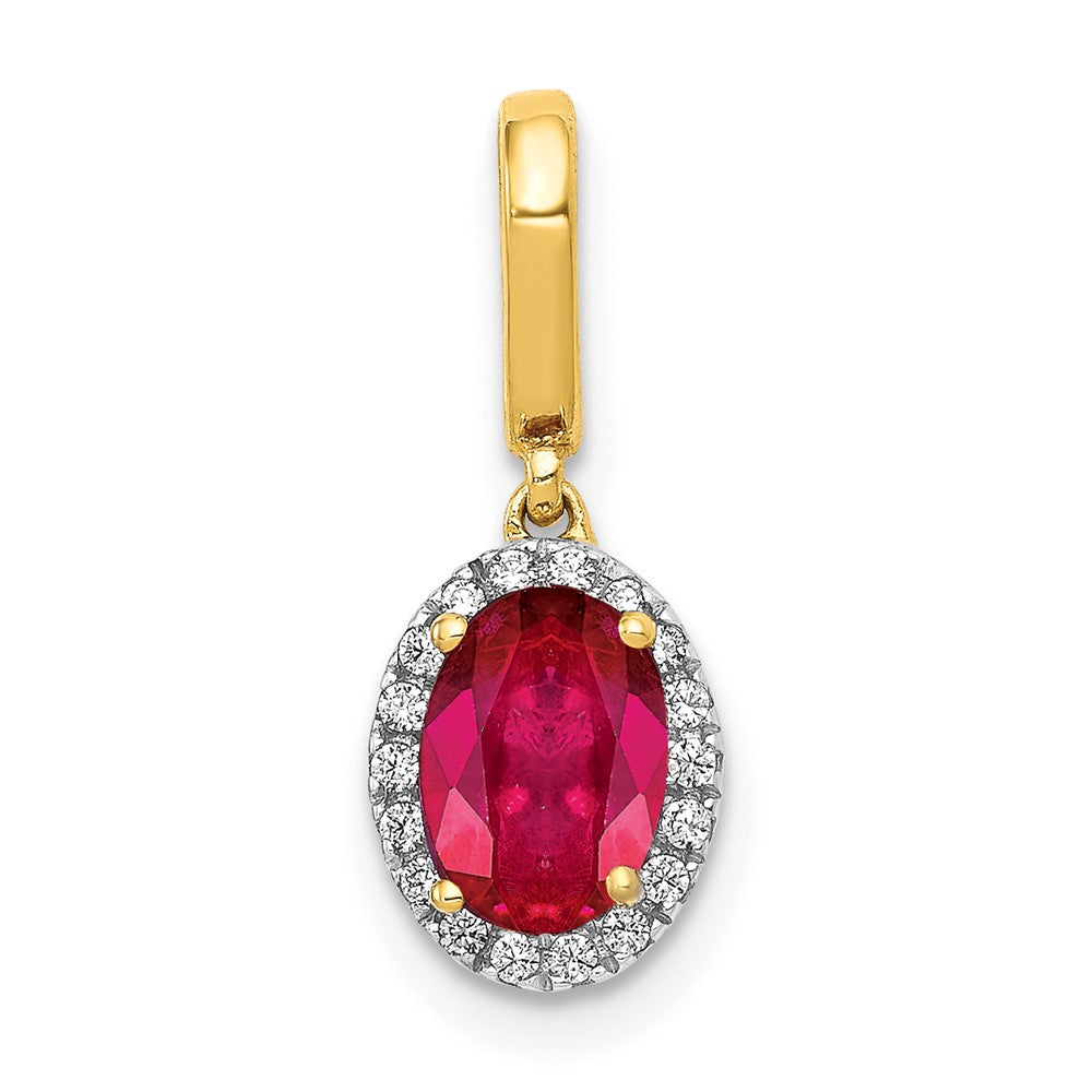 14k Diamond and .99 Ruby Halo Pendant-PM5254-RU-010-YA