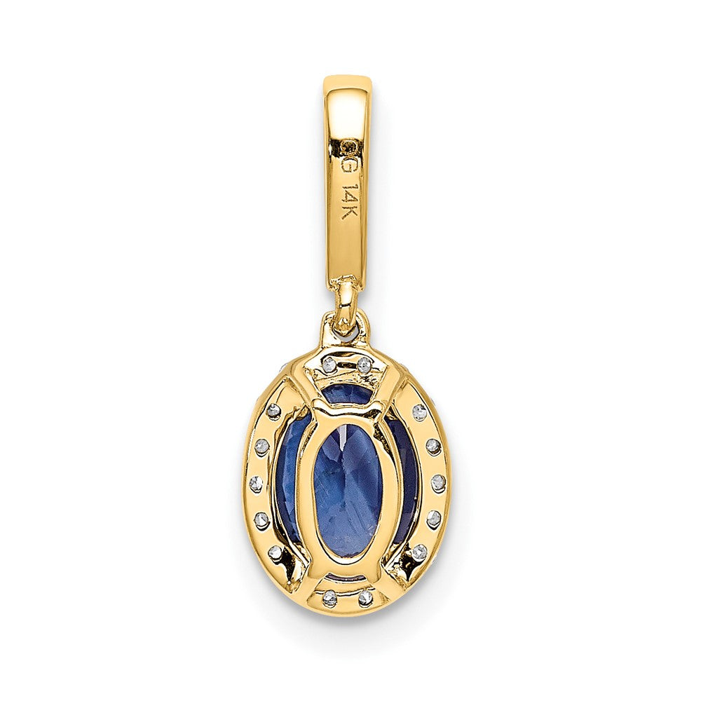 14k Diamond and Oval 1.05 Sapphire Halo Pendant-PM5254-SA-010-YA
