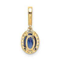 14k Diamond and Oval 1.05 Sapphire Halo Pendant-PM5254-SA-010-YA