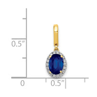 14k Diamond and Oval 1.05 Sapphire Halo Pendant-PM5254-SA-010-YA