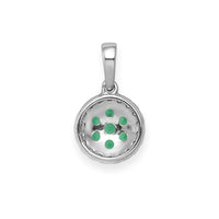 14k White Gold Diamond and Emerald Halo Circle Pendant-PM5255-EM-010-WA