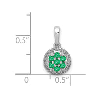 14k White Gold Diamond and Emerald Halo Circle Pendant-PM5255-EM-010-WA