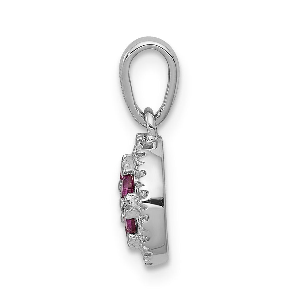 14k White Gold Diamond and .28 Ruby Circle Pendant-PM5255-RU-010-WA