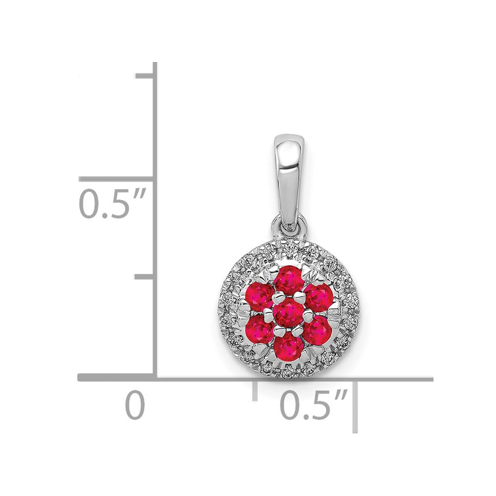 14k White Gold Diamond and .28 Ruby Circle Pendant-PM5255-RU-010-WA