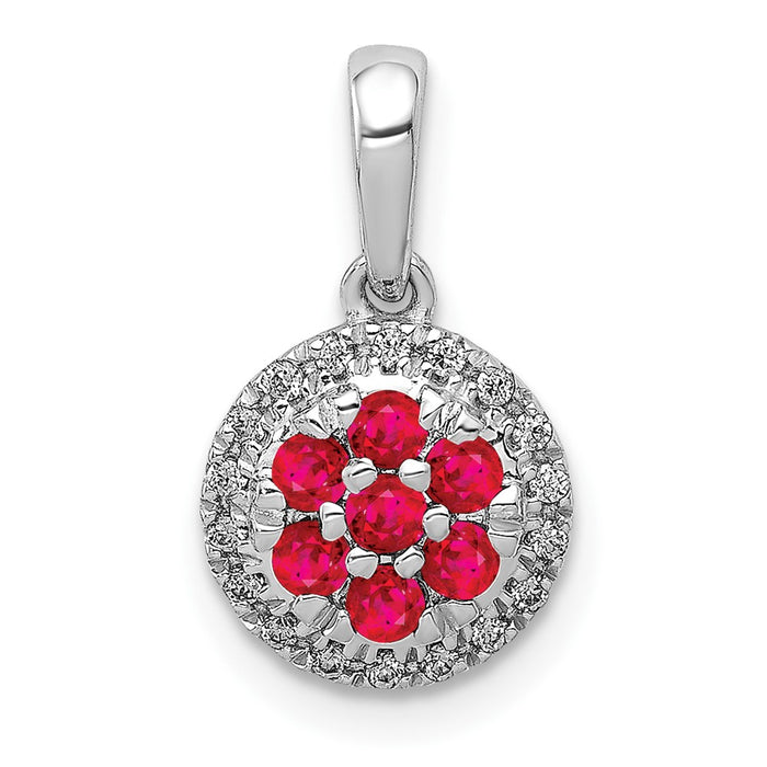 14k White Gold Diamond and .28 Ruby Circle Pendant-PM5255-RU-010-WA
