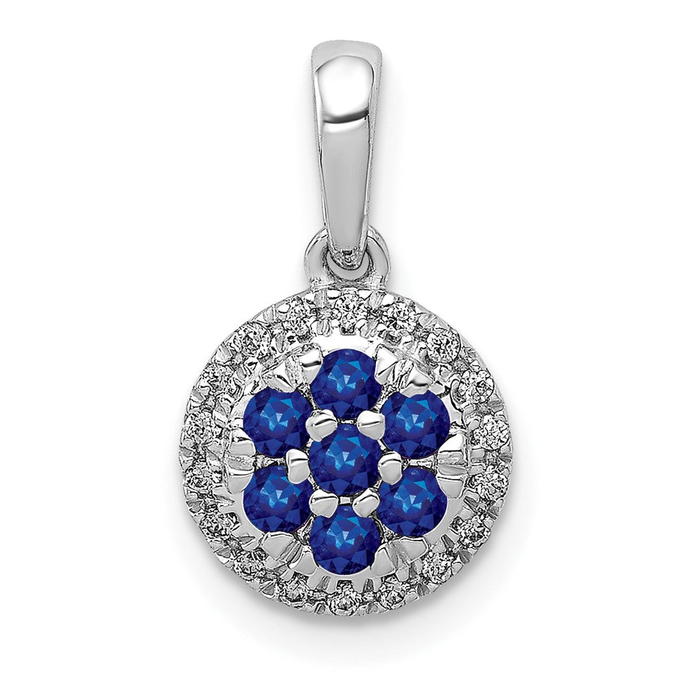 14k White Gold Diamond and Sapphire Circle Pendant-PM5255-SA-010-WA