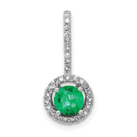 14k White Gold Diamond and Emerald Halo Pendant-PM5256-EM-020-WA