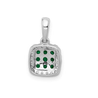 14k White Gold Diamond and .19 Emerald Square Halo Pendant-PM5258-EM-010-WA