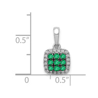 14k White Gold Diamond and .19 Emerald Square Halo Pendant-PM5258-EM-010-WA