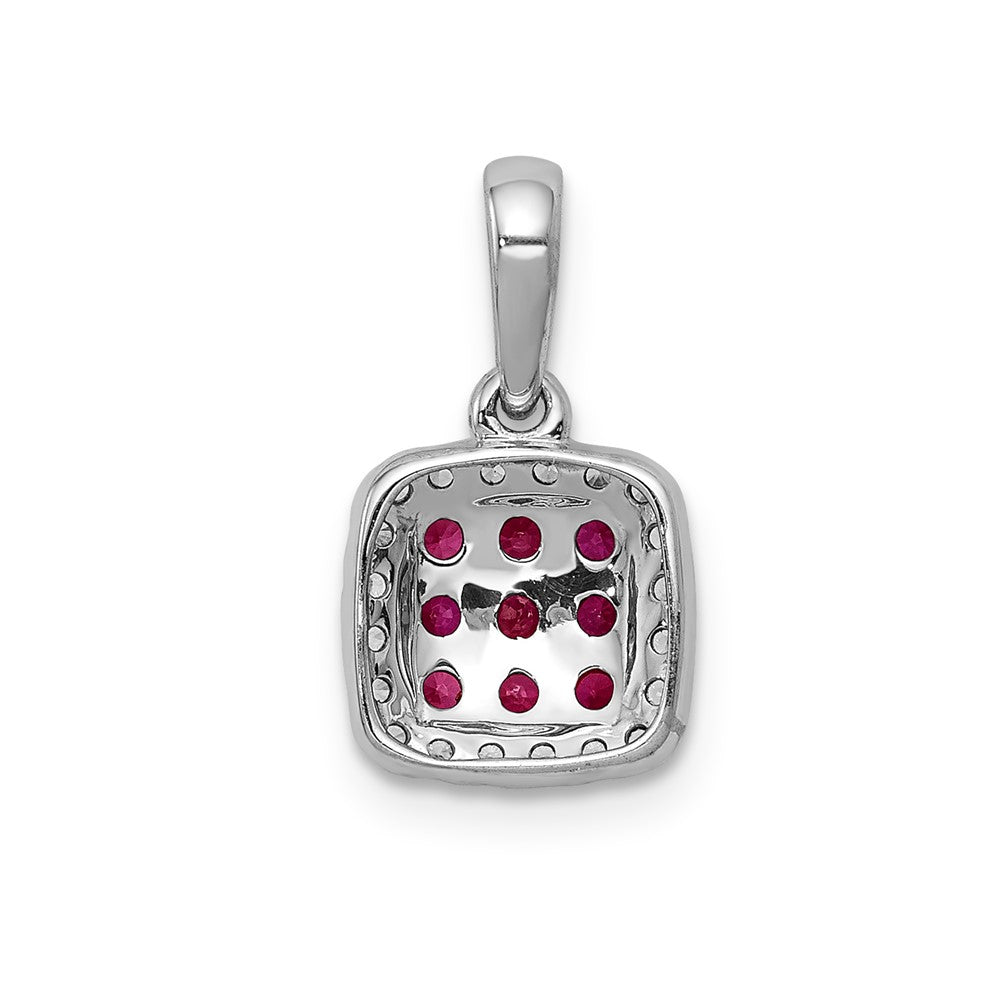 14k White Gold Diamond and .23 Ruby Square Halo Pendant-PM5258-RU-010-WA