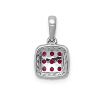14k White Gold Diamond and .23 Ruby Square Halo Pendant-PM5258-RU-010-WA