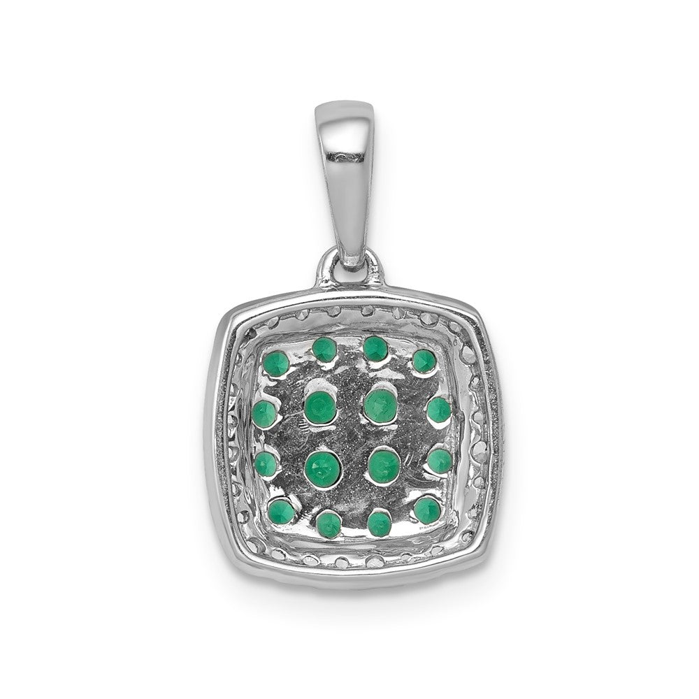 14k White Gold Diamond and .50 Emerald Square Halo Pendant-PM5259-EM-013-WA