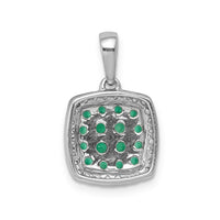 14k White Gold Diamond and .50 Emerald Square Halo Pendant-PM5259-EM-013-WA