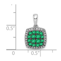 14k White Gold Diamond and .50 Emerald Square Halo Pendant-PM5259-EM-013-WA