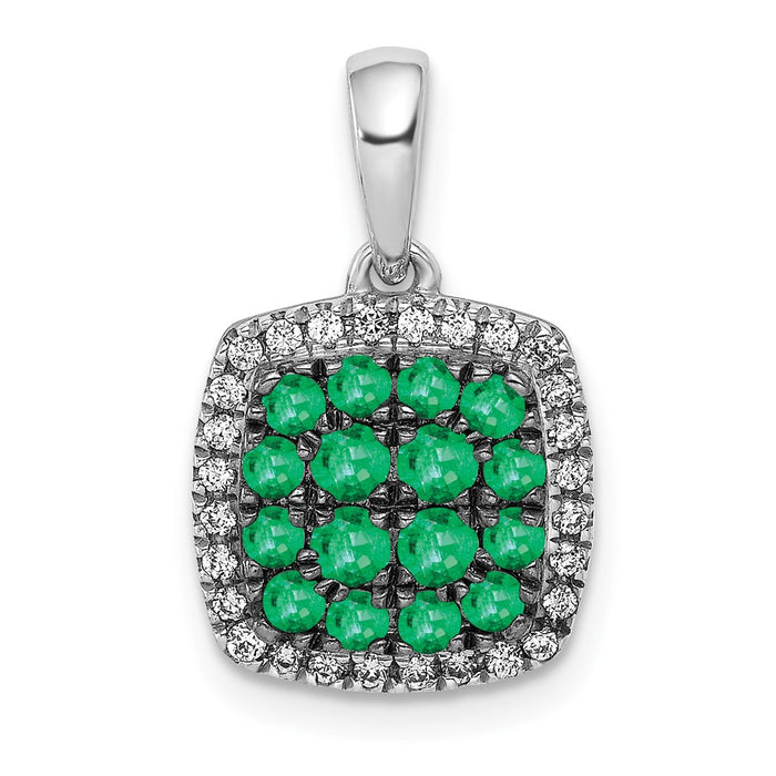 14k White Gold Diamond and .50 Emerald Square Halo Pendant-PM5259-EM-013-WA