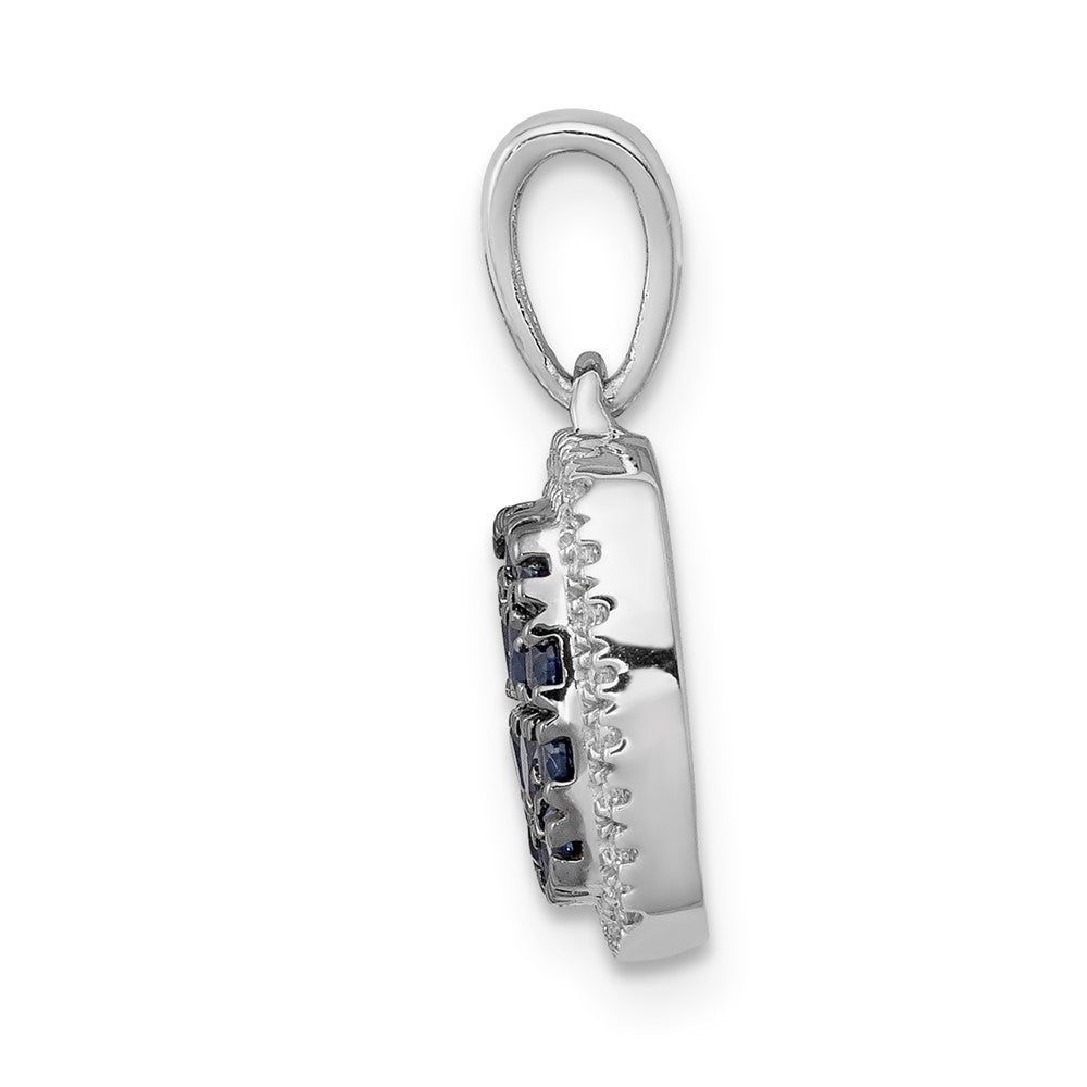 14k White Gold Diamond and Sapphire Square Halo Pendant-PM5259-SA-013-WA