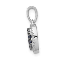 14k White Gold Diamond and Sapphire Square Halo Pendant-PM5259-SA-013-WA