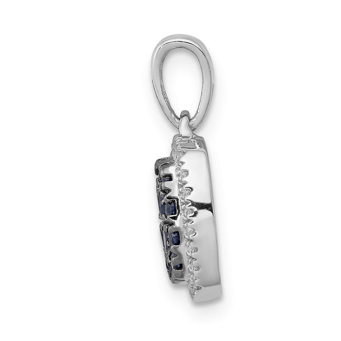 14k White Gold Diamond and Sapphire Square Halo Pendant-PM5259-SA-013-WA