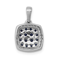 14k White Gold Diamond and Sapphire Square Halo Pendant-PM5259-SA-013-WA
