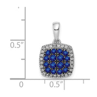 14k White Gold Diamond and Sapphire Square Halo Pendant-PM5259-SA-013-WA