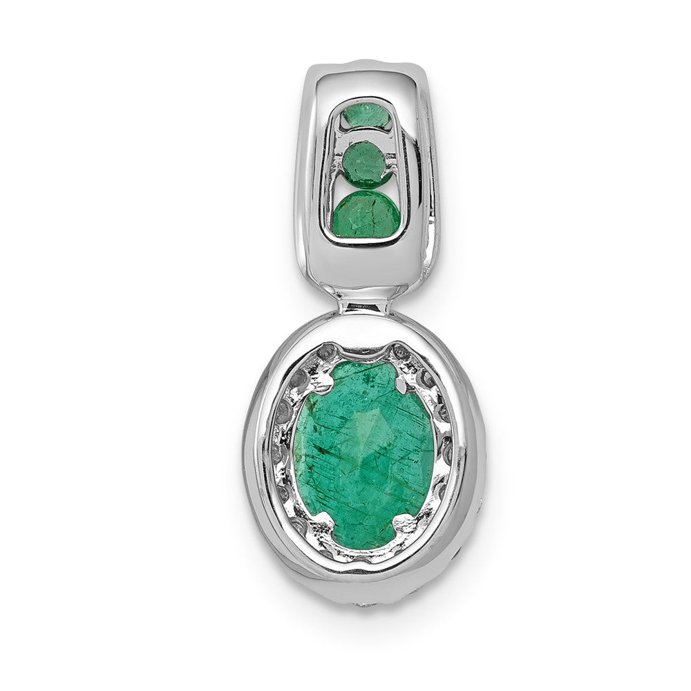 14k White Gold Halo Diamond and Oval Emerald Halo Pendant-PM5260-EM-020-WA
