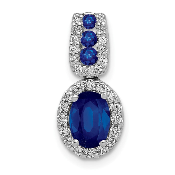 14k White Gold Diamond and 1.30 Oval Sapphire Halo Pendant-PM5260-SA-020-WA