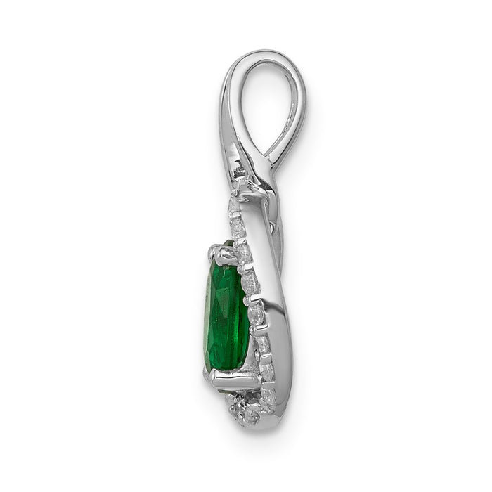14k White Gold Diamond and Oval Emerald Pendant-PM5261-EM-013-WA