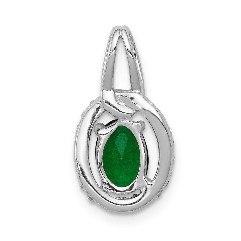 14k White Gold Diamond and Oval Emerald Pendant-PM5261-EM-013-WA