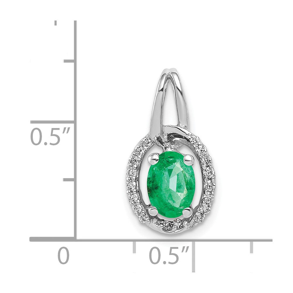 14k White Gold Diamond and Oval Emerald Pendant-PM5261-EM-013-WA