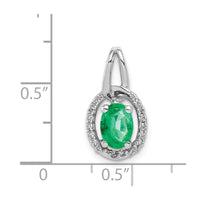 14k White Gold Diamond and Oval Emerald Pendant-PM5261-EM-013-WA