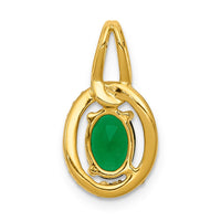 14k Diamond and Oval Emerald Pendant-PM5261-EM-013-YA