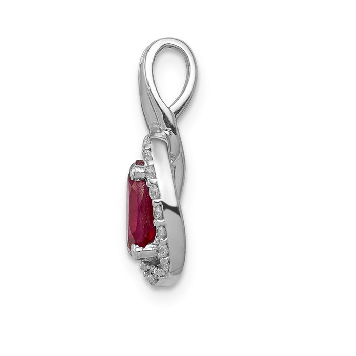 14k White Gold Diamond and .86 Ruby Oval Halo Pendant-PM5261-RU-013-WA