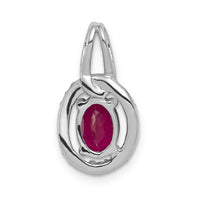 14k White Gold Diamond and .86 Ruby Oval Halo Pendant-PM5261-RU-013-WA