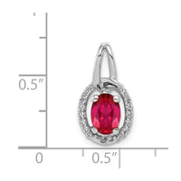 14k White Gold Diamond and .86 Ruby Oval Halo Pendant-PM5261-RU-013-WA