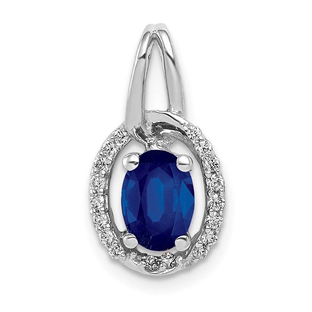14k White Gold Diamond and .85 Sapphire Halo Pendant-PM5261-SA-013-WA