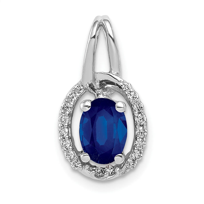 14k White Gold Diamond and .85 Sapphire Halo Pendant-PM5261-SA-013-WA