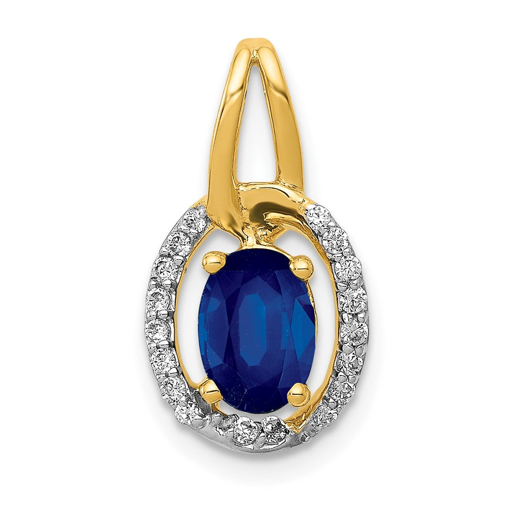 14k Diamond and .85 Sapphire Halo Pendant-PM5261-SA-013-YA